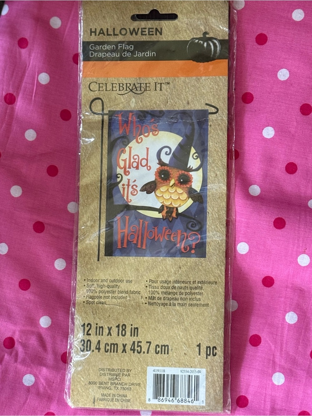 Celebrate It Halloween Garden Flag with Owl Artwork - Orange, Black, Purple